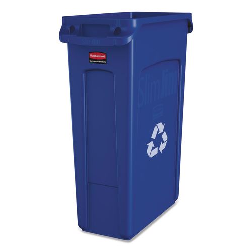 Slim+Jim+Plastic+Recycling+Container+with+Venting+Channels%2C+23+gal%2C+Plastic%2C++Blue
