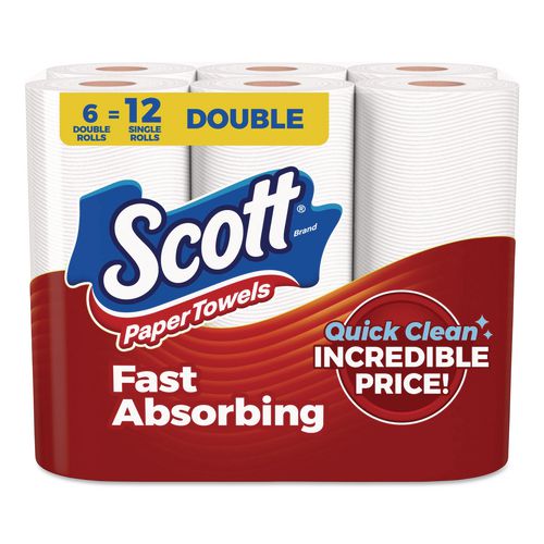 Choose-A-Sheet+Kitchen+Roll+Paper+Towels%2C+Double+Roll%2C+1-Ply%2C+White%2C+108+Sheets%2FRoll%2C+6+Rolls%2FPack%2C+4+Packs%2FCarton