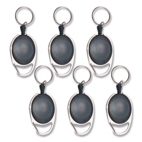 Carabiner-Style+Retractable+Id+Card+Reel%2C+30%26quot%3B+Extension%2C+Smoke%2C+6%2Fpack