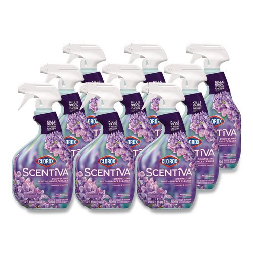 Scentiva+Disinfecting+Multi-Surface+Cleaner%2C+Bleach+Free%2C+Lavender+and+Jasmine+Scent%2C+32+oz+Spray+Bottle%2C+9%2FCarton