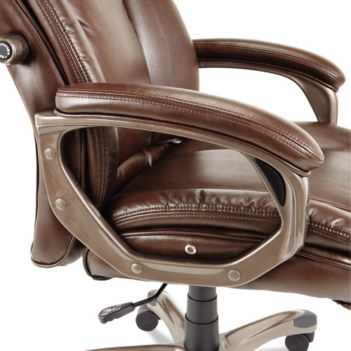 Picture of Alera Veon Series Executive High-Back Bonded Leather Chair, Supports Up to 275 lb, Brown Seat/Back, Bronze Base