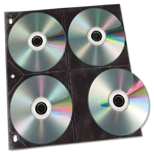 Picture of Two-Sided CD Refill Pages for Three-Ring Binder, 8 Disc Capacity, Clear/Black, 50/Pack