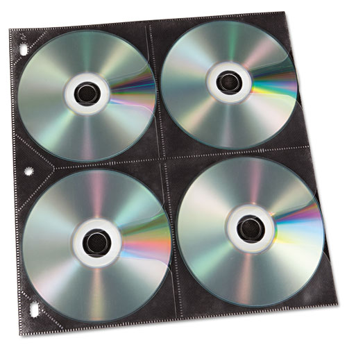 Picture of Two-Sided CD Refill Pages for Three-Ring Binder, 8 Disc Capacity, Clear/Black, 50/Pack