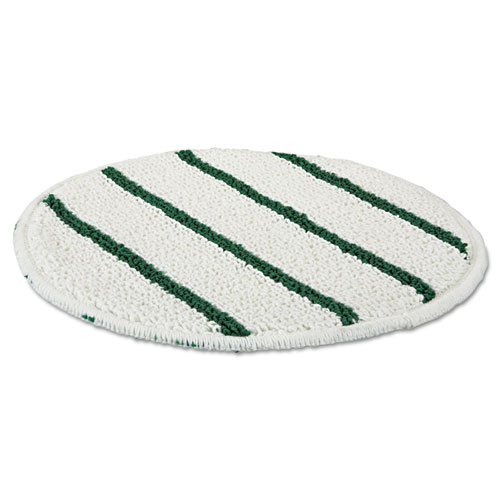 Picture of Low Profile Scrub-Strip Carpet Bonnet, 19" Diameter, White/Green, 5/Carton