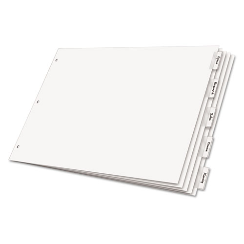 Picture of Paper Insertable Dividers, 5-Tab, 11 x 17, White, Clear Tabs, 1 Set