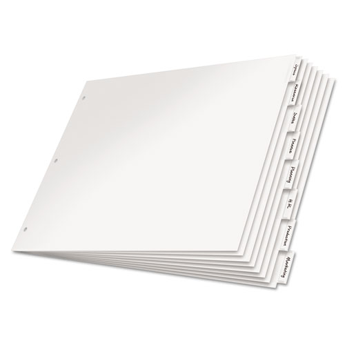 Picture of Paper Insertable Dividers, 8-Tab, 11 x 17, White, Clear Tabs, 1 Set