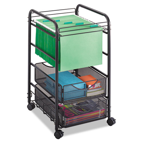 Picture of Onyx Mesh Open Mobile File with Drawers, Metal, 2 Drawers, 1 Bin, 15.75" x 17" x 27", Black