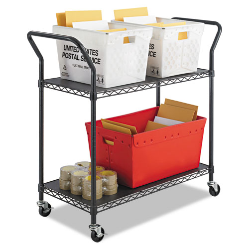 Picture of Wire Utility Cart, Metal, 2 Shelves, 400 lb Capacity, 43.75" x 19.25" x 40.5", Black