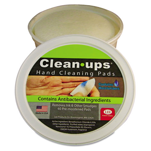 Clean-Ups+Hand+Cleaning+Pads%2C+Cloth%2C+1-Ply%2C+3%26quot%3B+dia%2C+Mild+Floral+Scent%2C+60%2FTub