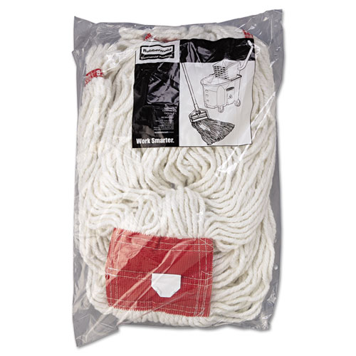 Picture of Web Foot Wet Mop Head, Shrinkless, Cotton/Synthetic, White, Large, 6/Carton