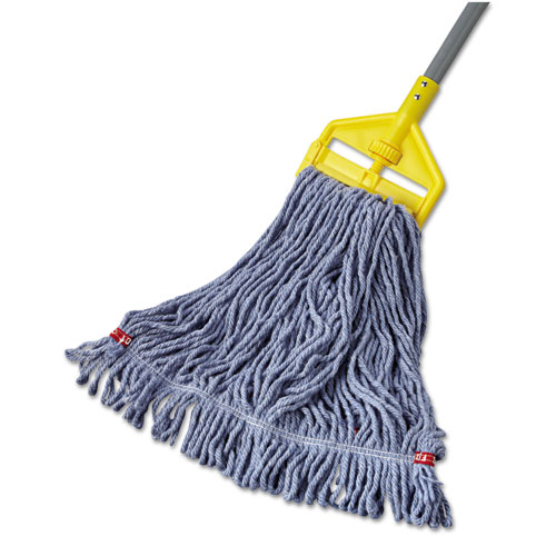 Picture of Web Foot Wet Mop Head, Shrinkless, Cotton/Synthetic, Blue, Medium, 6/Carton