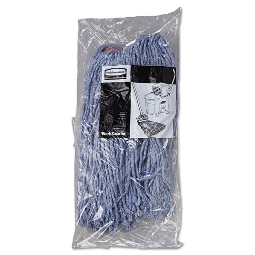 Picture of Cotton/Synthetic Cut-End Blend Mop Head, 16 oz, 1" Band, Blue, 12/Carton