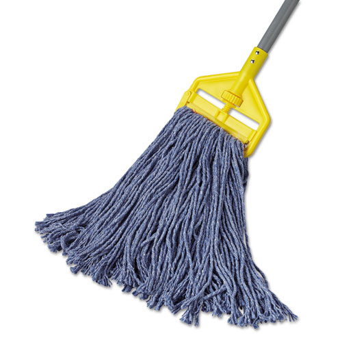 Picture of Cotton/Synthetic Cut-End Blend Mop Head, 16 oz, 1" Band, Blue, 12/Carton