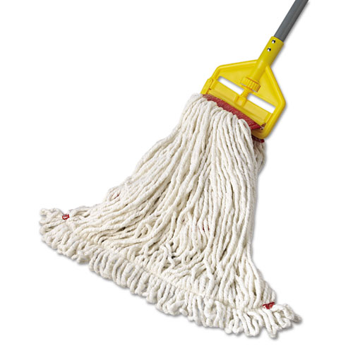 Picture of Web Foot Wet Mop Head, Shrinkless, Cotton/Synthetic, White, Large, 6/Carton