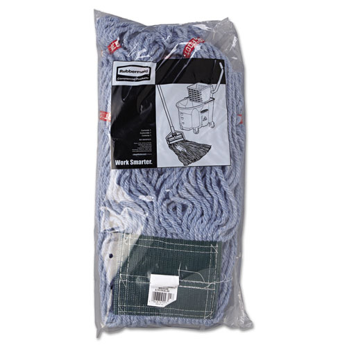 Picture of Web Foot Wet Mop Head, Shrinkless, Cotton/Synthetic, Blue, Medium, 6/Carton