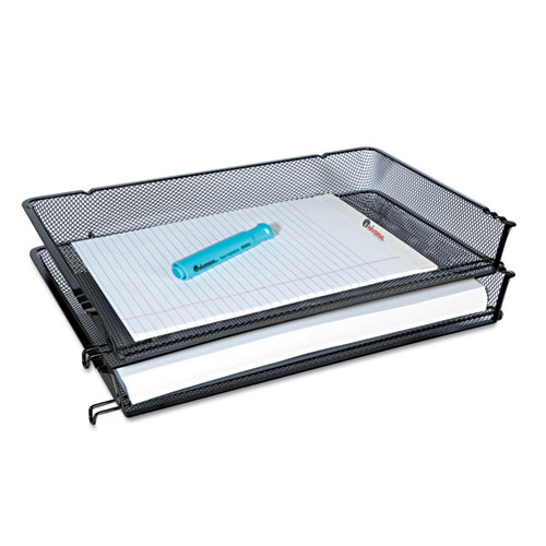 Picture of Deluxe Mesh Stacking Side Load Tray, 1 Section, Legal Size Files, 17" x 10.88" x 2.5", Black