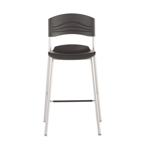 Picture of CafeWorks Stool, Supports Up to 225 lb, 30" Seat Height, Graphite Seat, Graphite Back, Silver Base