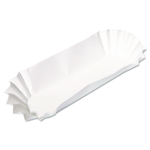 Picture of Fluted Hot Dog Trays, 6 x 2 x 2, White, Paper, 500/Sleeve, 6 Sleeves/Carton