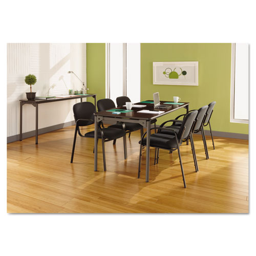 Picture of Maxx Legroom Wood Folding Table, Rectangular, 72" x 30" x 29.5", Walnut/Charcoal