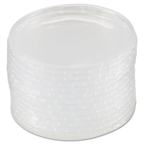 Picture of Deli Container Lids, Plug-Style, Clear, Plastic, 50/Pack, 10 Packs/Carton