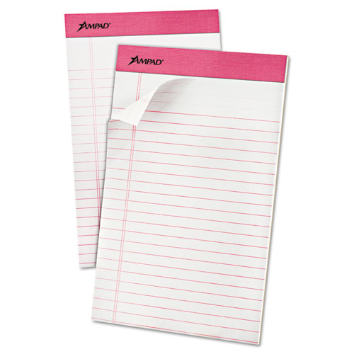 Picture of Pink Writing Pads, Narrow Rule, Pink Headband, 50 White 5 x 8 Sheets, 6/Pack