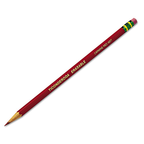 Picture of Erasable Colored Pencils, 2.6 mm, 2B, Carmine Red Lead, Carmine Red Barrel, Dozen