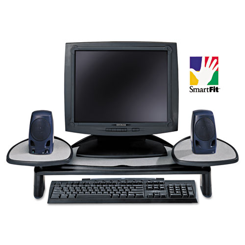 Picture of Flat Panel Monitor Stand with SmartFit, 34" x 14" x 2.5" to 4.5", Black, Supports 35 lbs