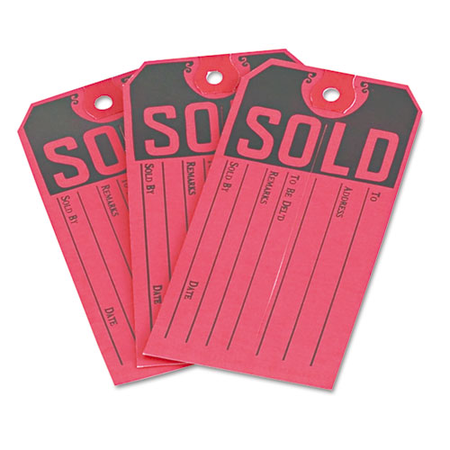 Picture of Sold Tags, Paper, 4.75 x 2.38, Red/Black, 500/Box