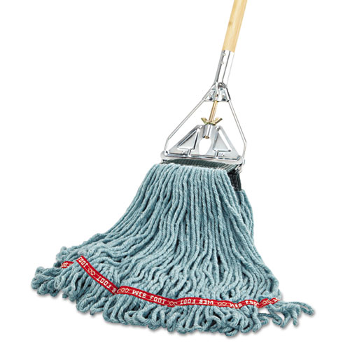 Picture of Web Foot Wet Mop Head, Shrinkless, Cotton/Synthetic, Green, Medium, 6/Carton