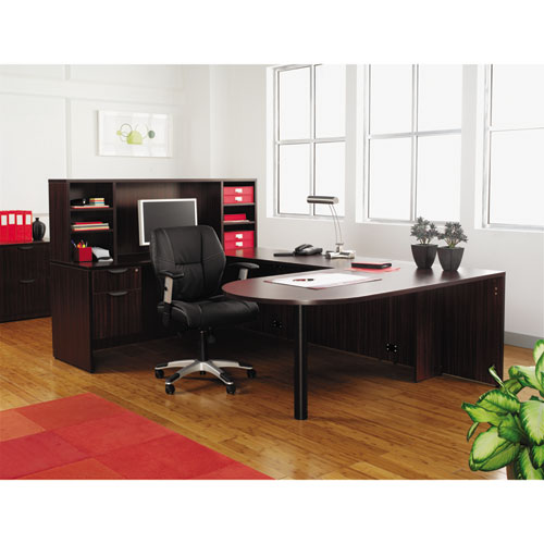 Picture of Alera Valencia Series D-Top Desk, 71" x 35.5" x 29.63", Mahogany