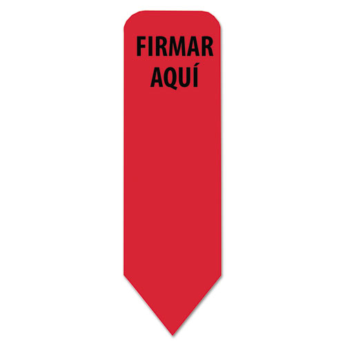 Picture of Arrow Message Page Flags in Dispenser, "FIRMAR AQUI", Red, 120 Flags/Pack