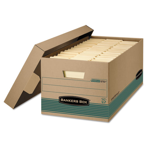Picture of STOR/FILE Medium-Duty 100% Recycled Storage Boxes, Legal Files, 15.88" x 25.38" x 10.25", Kraft/Green, 12/Carton
