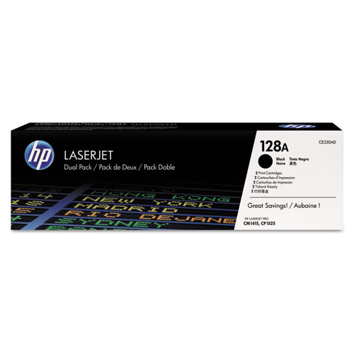 Picture of HP 128A, (CE320A-D) 2-Pack Black Original LaserJet Toner Cartridges