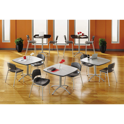 Picture of CafeWorks Stool, Supports Up to 225 lb, 30" Seat Height, Graphite Seat, Graphite Back, Silver Base
