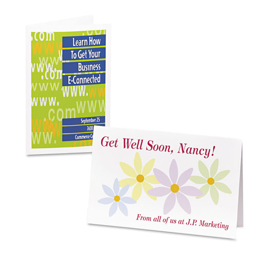 Picture of Half-Fold Greeting Cards with Matching Envelopes, Inkjet, 85 lb, 5.5 x 8.5, Matte White, 1 Card/Sheet, 20 Sheets/Box