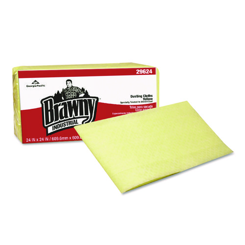 Picture of Dusting Cloths, Quarterfold, 24 x 24, Unscented, Yellow, 50/Pack, 4 Packs/Carton