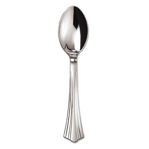 Picture of Heavyweight Plastic Spoons, Silver, 6 1/4", Reflections Design, 600/Carton
