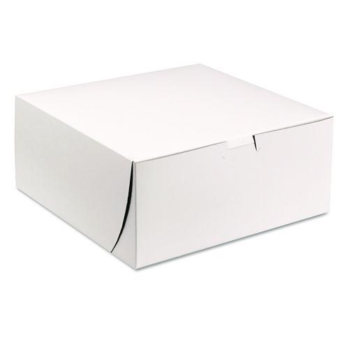 Picture of White One-Piece Non-Window Bakery Boxes, 9 x 9 x 4, White, Paper, 200/Carton