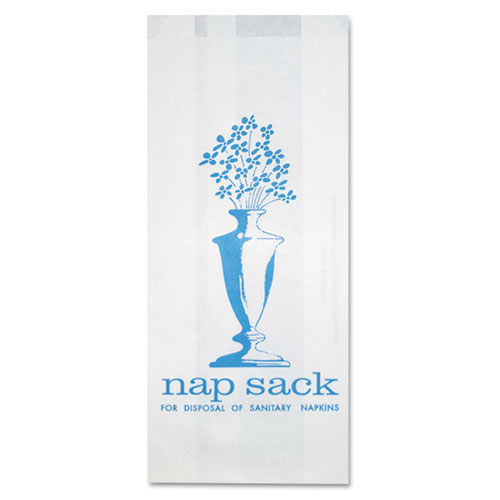 Picture of Nap Sack Sanitary Disposal Bags, 4" x 9", White, 1,000/Carton
