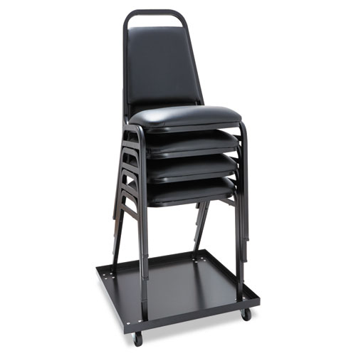 Picture of Padded Steel Stacking Chair, Supports Up to 250 lb, 18.5" Seat Height, Black Seat, Black Back, Black Base, 4/Carton