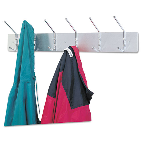 Picture of Metal Wall Rack, Six Ball-Tipped Double-Hooks, Metal, 36w x 3.75d x 7h, Satin