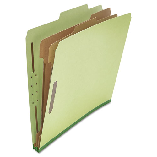 Picture of Six-Section Pressboard Classification Folders, 2" Expansion, 2 Dividers, 6 Fasteners, Letter Size, Green Exterior, 10/Box