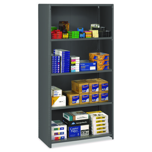 Closed+Commercial+Steel+Shelving%2C+Five-Shelf%2C+36w+x+24d+x+75h%2C+Medium+Gray