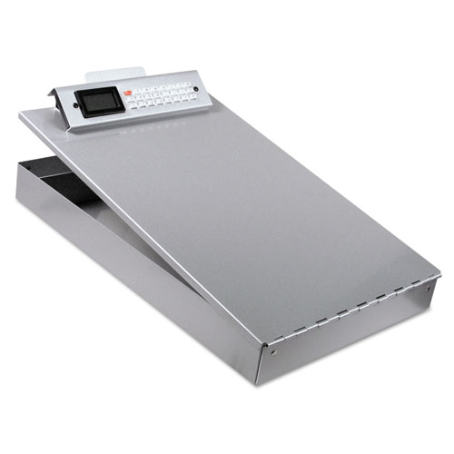 Picture of Redi-Rite Aluminum Storage Clipboard with Calculator, 1" Clip Capacity, Holds 8.5 x 11 Sheets, Silver