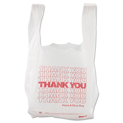 Picture of Thank You High-Density Shopping Bags, 8" x 16", White, 2,000/Carton