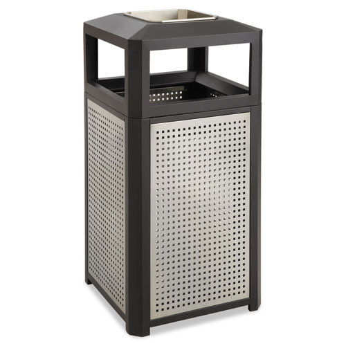 Picture of Evos Series Steel Waste Container, 38 gal, Steel, Black