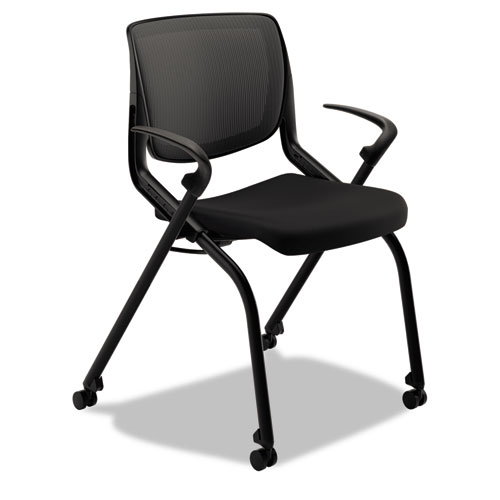 Picture of Motivate Nesting/Stacking Flex-Back Chair, Supports Up to 300 lb, Onyx Seat, Black Back/Base