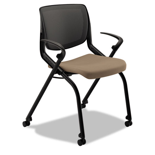 Picture of Motivate Nesting/Stacking Flex-Back Chair, Supports Up to 300 lb, 19.25" Seat Height, Morel Seat, Black Back, Black Base