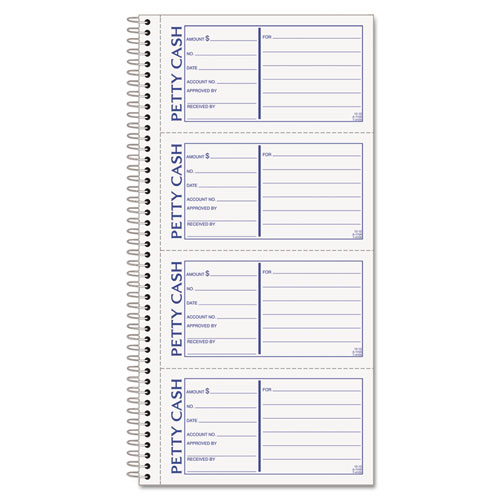 Picture of Petty Cash Receipt Book, Two-Part Carbonless, 5 x 2.75, 4 Forms/Sheet, 200 Forms Total