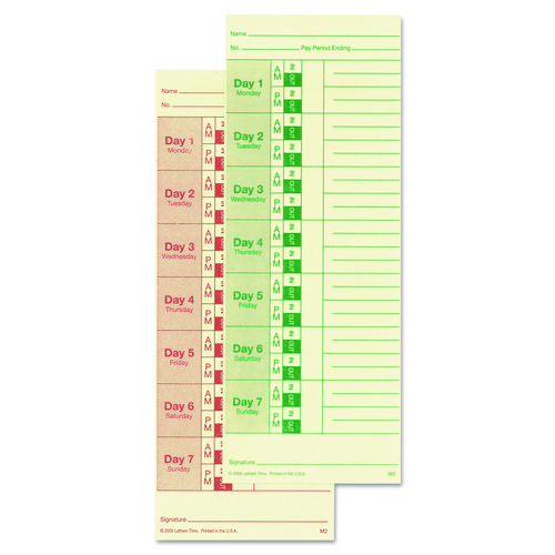 Picture of Time Clock Cards for All Standard Side-Print Time Clocks, Two Sides, 3.5 x 9, 100/Pack